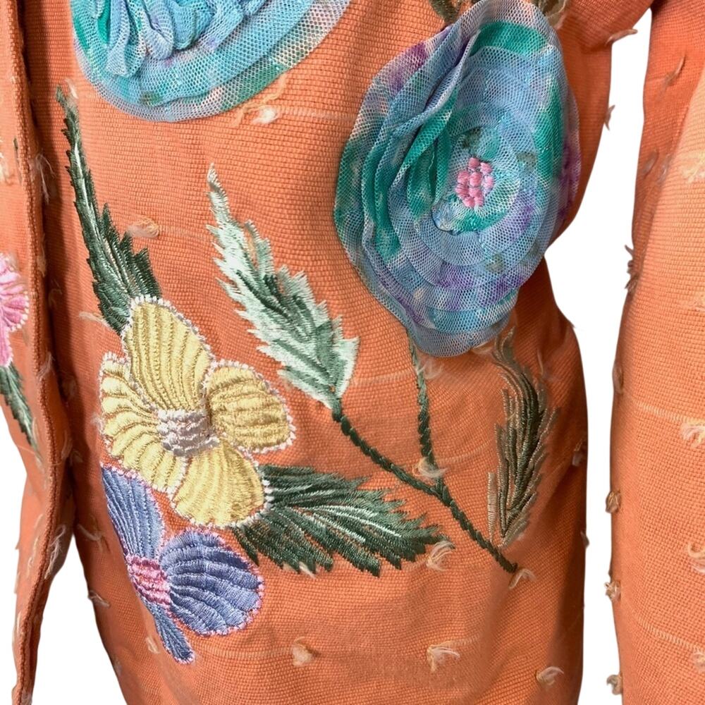 INDIGO MOON Embroidered Lined Blazer Jacket sz S - Picture 9 of 16